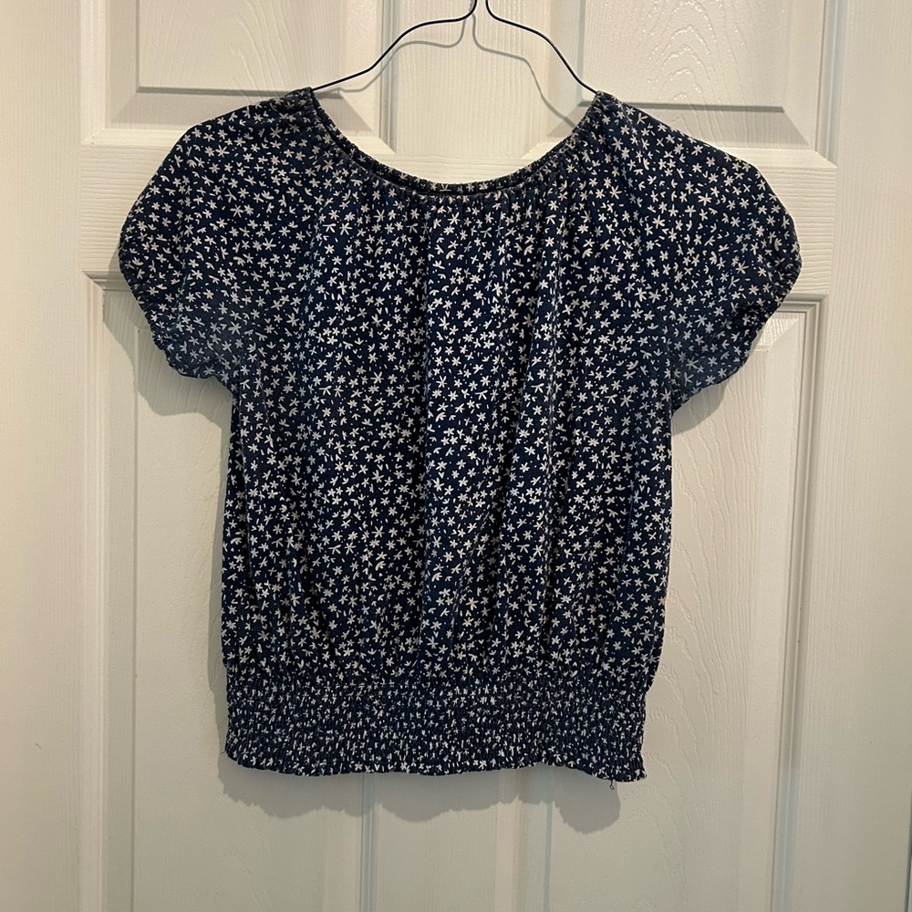 Girl Navy Floral Shirt